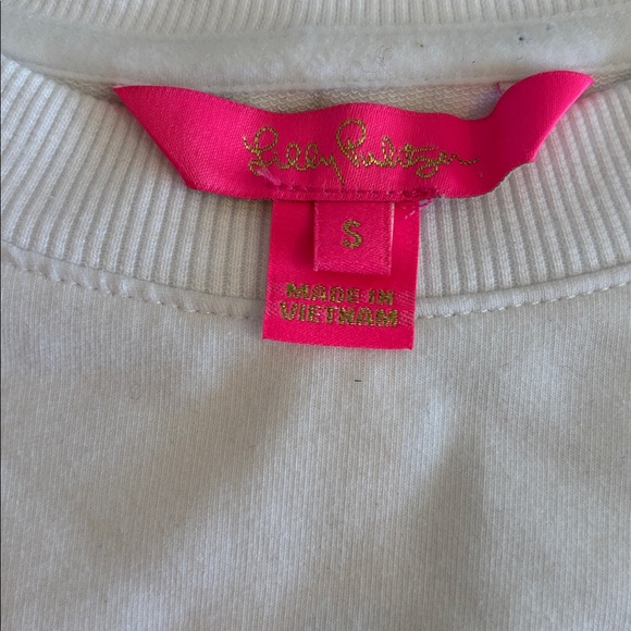 Lilly Pulitzer Ballad White Oversized Embroidered Crewneck Sweatshirt Size Small - Picture 6 of 6